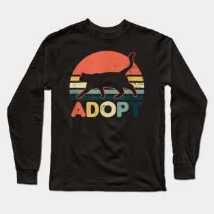 Adopt Don't Shop Retro Cat Long Sleeve T-Shirt